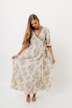 The Ari 100% Cotton Maxi Dress in Brown - Maternity and Nursing Friendly