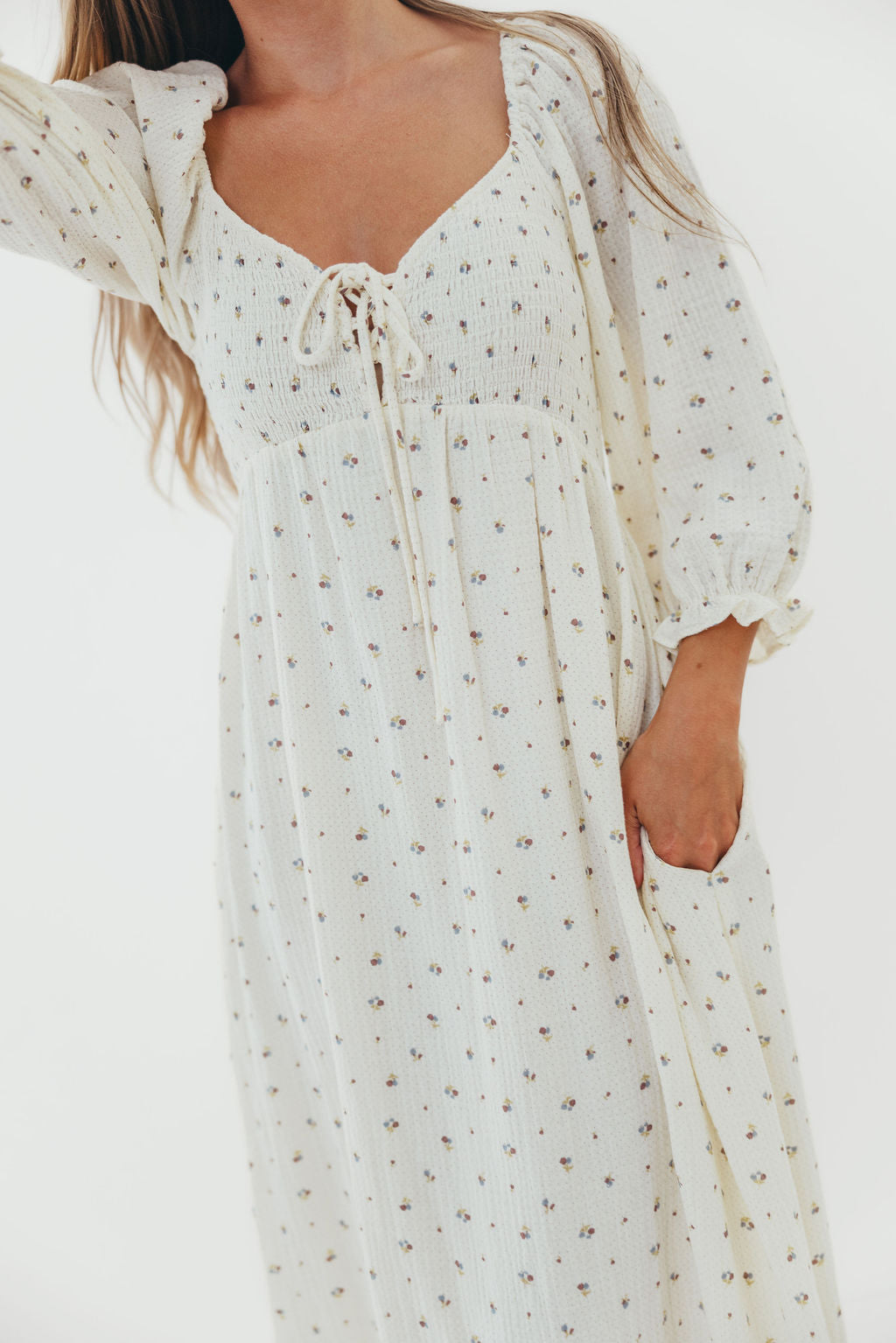 Cecilia 100% Cotton Smocked Maxi Dress in Ivory - Bump Friendly