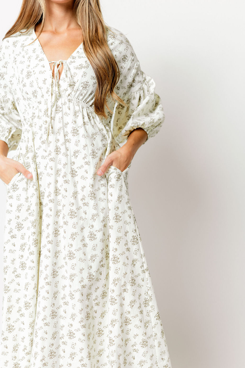 Hunter 100% Cotton Midi Dress in Ivory - Bump Friendly