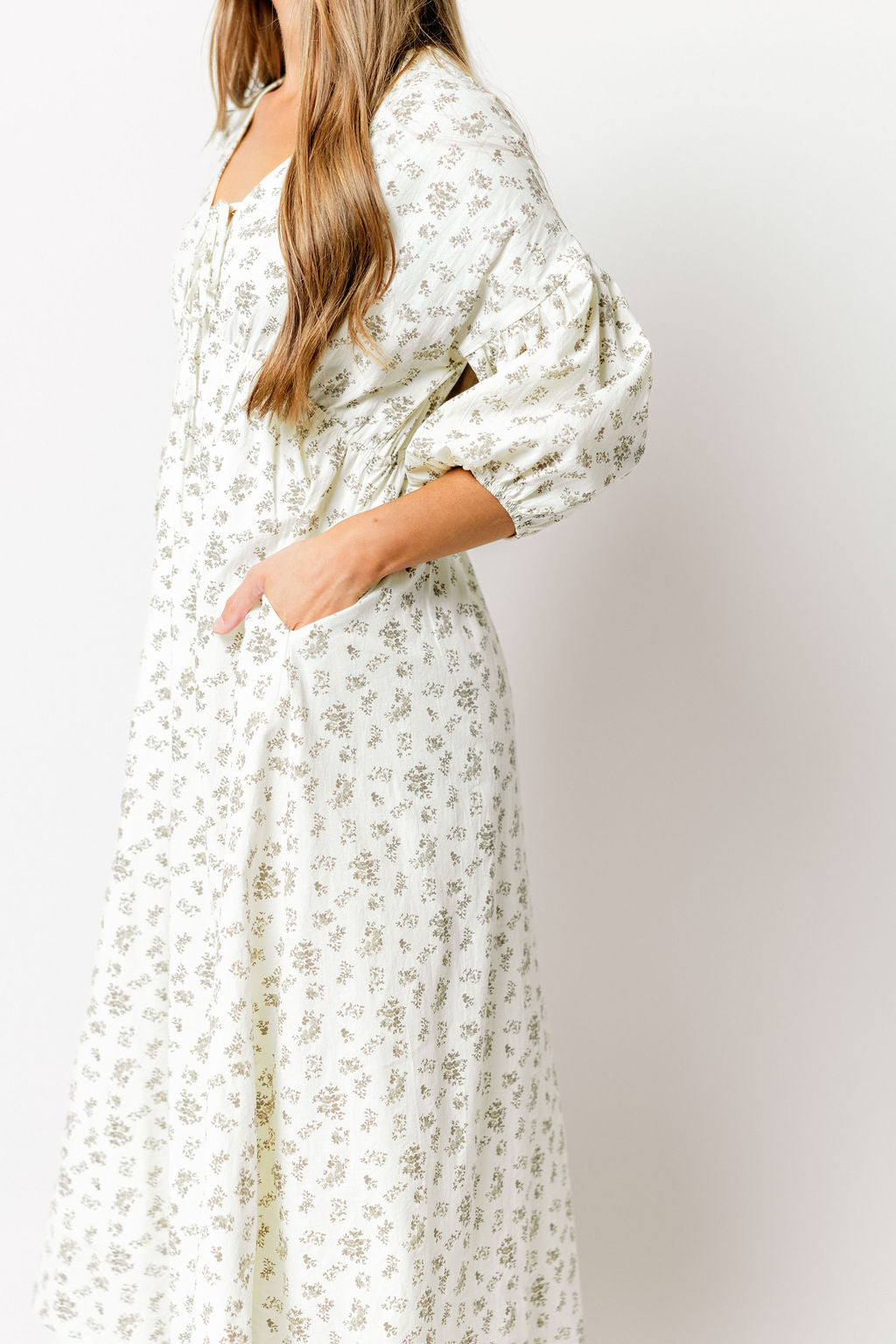 Hunter 100% Cotton Midi Dress in Ivory - Bump Friendly