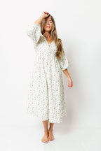 Hunter 100% Cotton Midi Dress in Ivory - Bump Friendly
