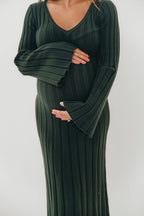 Hearth V-Neck Maxi Dress in Evergreen - Bump Friendly *Final Sale*