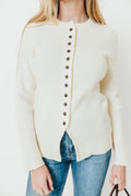 Priya Cardigan Top with Front Slit in Cream *Final Sale*