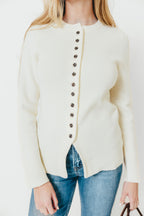 Priya Cardigan Top with Front Slit in Cream *Final Sale*