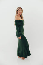 Monroe Maxi Dress with Long Sleeves in Hunter Green- Bump Friendly *Final Sale*