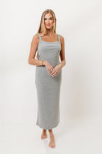 Olivia Square Neck Midi Tank Dress in Heather Grey - Bump Friendly