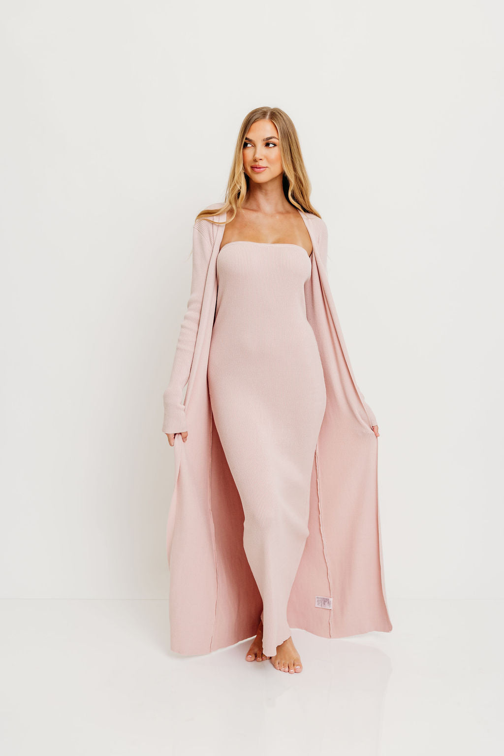 Lina Two Piece Dress Set in Dusty Blush - Bump Friendly