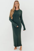 Colette Premium Long Sleeved Ribbed Knit Maxi Dress in Green - Bump Friendly *Final Sale*
