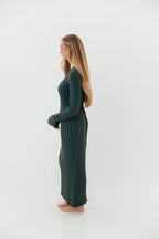 Colette Premium Long Sleeved Ribbed Knit Maxi Dress in Green - Bump Friendly *Final Sale*