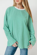 Camden Oversized Striped Top in Green/White