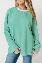 Camden Oversized Striped Top in Green/White