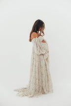 Delilah Maxi Dress with Train in Blush - Bump Friendly