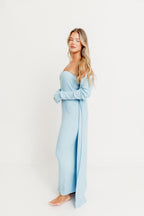 Lina Two Piece Dress Set in Dusty Blue - Bump Friendly