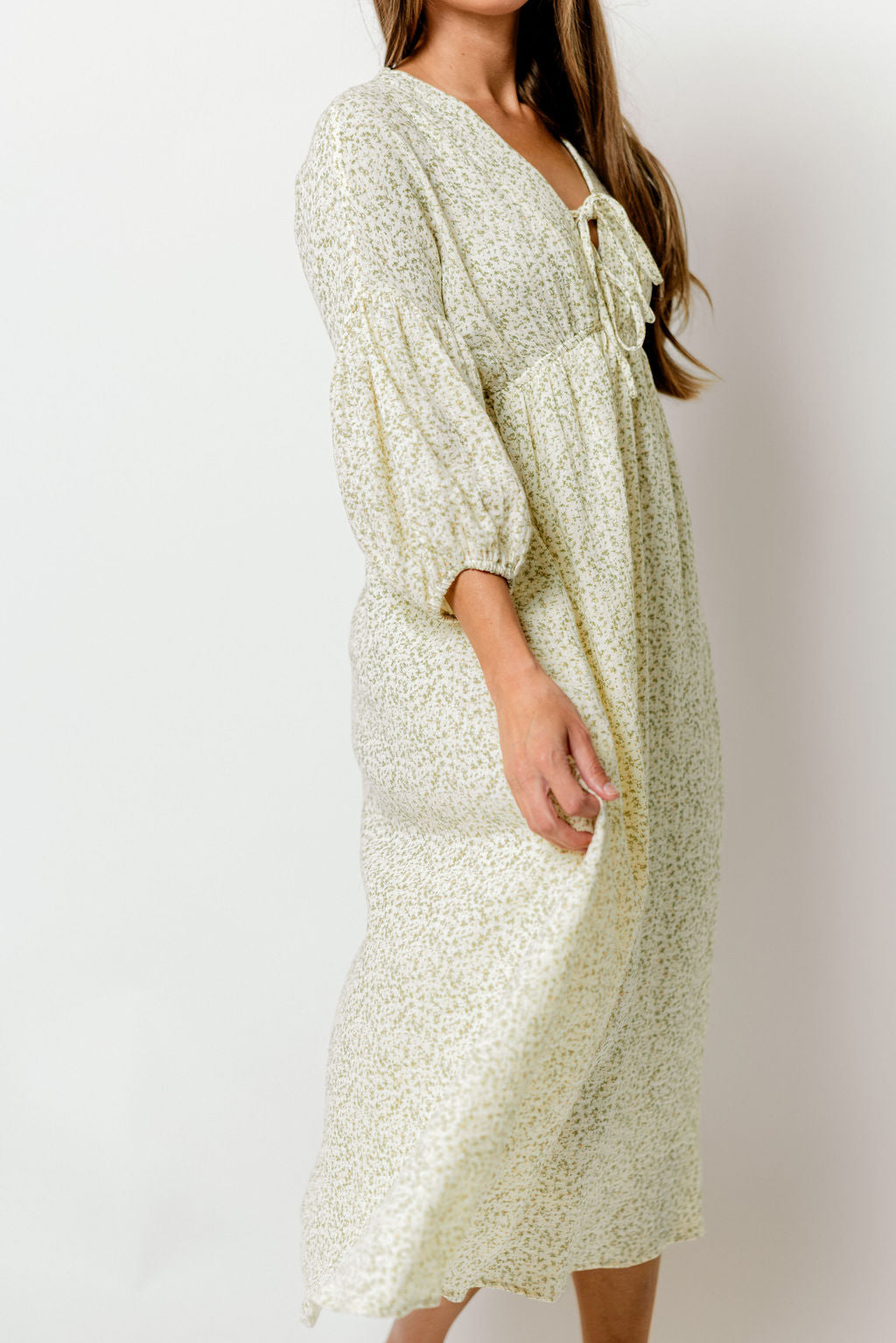 Hunter 100% Cotton Midi Dress in Ditsy -Bump-Friendly