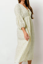 Hunter 100% Cotton Midi Dress in Ditsy -Bump-Friendly