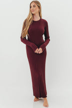 Colette Premium Long Sleeved Ribbed Knit Maxi Dress in Burgundy - Bump Friendly *Final Sale*