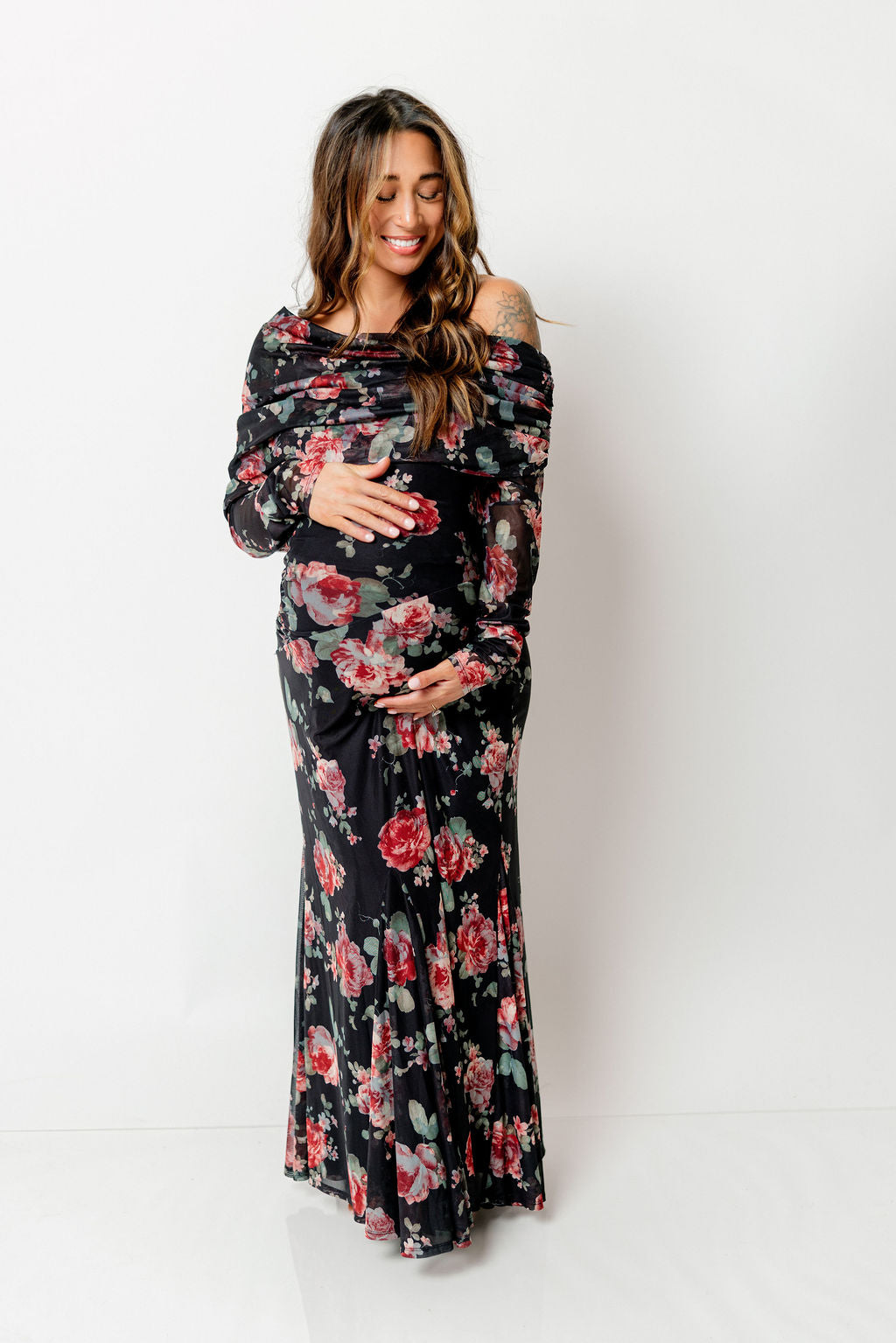 Azaleia Maxi Dress in Black Floral - Size up for Bump