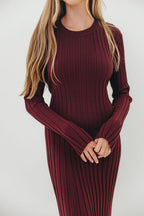 Colette Premium Long Sleeved Ribbed Knit Maxi Dress in Burgundy - Bump Friendly *Final Sale*