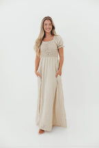 Emilia 100% Cotton Smocked Maxi Dress in Natural- Bump Friendly *Final Sale*