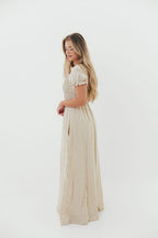 Emilia 100% Cotton Smocked Maxi Dress in Natural- Bump Friendly *Final Sale*