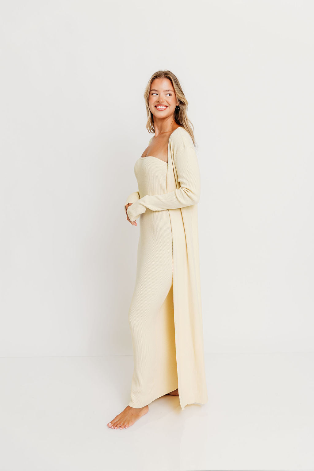 Lina Two Piece Dress Set in Butter Yellow - Bump Friendly