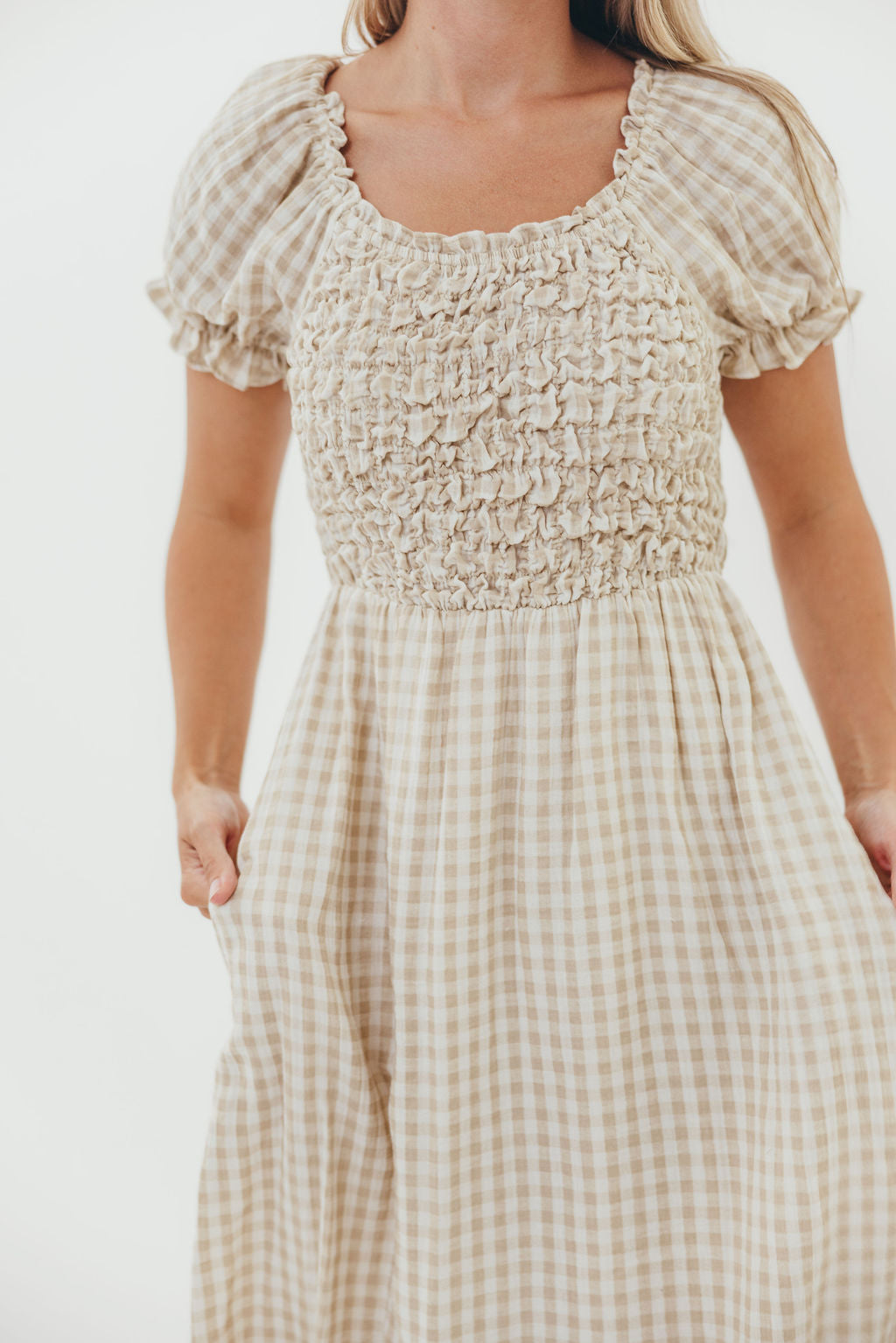 Emilia 100% Cotton Smocked Maxi Dress in Natural- Bump Friendly *Final Sale*
