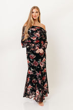 Azaleia Maxi Dress in Black Floral - Size up for Bump