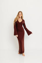 Hearth V-Neck Maxi Dress in Brown - Bump Friendly *Final Sale*