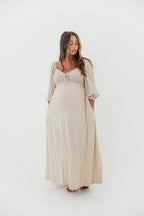 Cecilia 100% Cotton Smocked Maxi Dress in Natural Plaid - Bump Friendly