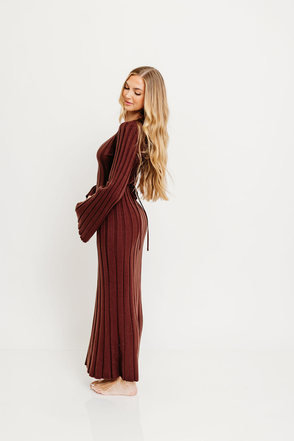Hearth V-Neck Maxi Dress in Brown - Bump Friendly *Final Sale*