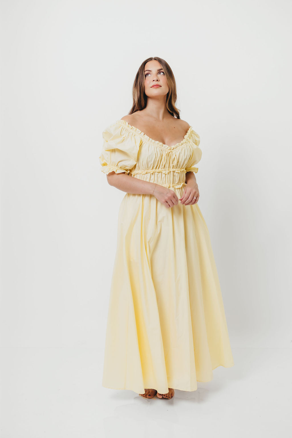 Sydnee Cotton Maxi Dress in Butter Yellow - Bump Friendly