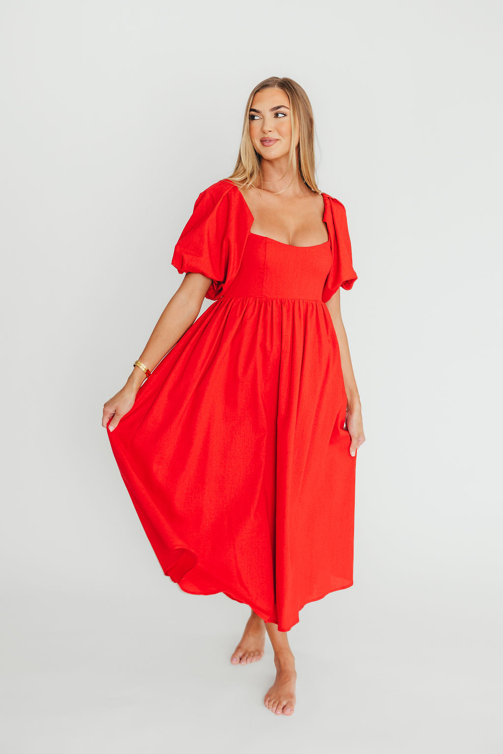 Hamilton Midi Dress in Red - Bump Friendly (S-XL) Restocking in Jan 2026