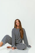 Elaine Oversized Striped Top in Navy