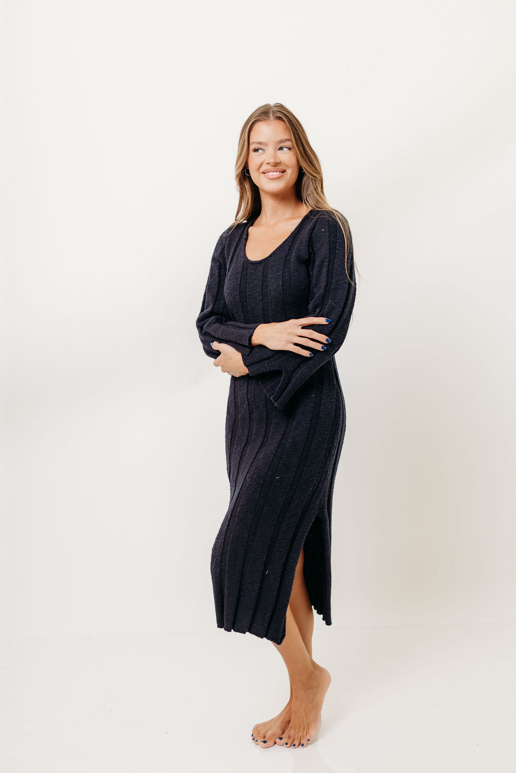 Marley 100% Cotton Midi Dress in Dark Navy *Final Sale*