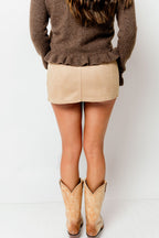 Dixon Faux Suede Mini Skort in Sand