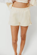 Comfy Cozy High Waisted Sweat Shorts in Butter Yellow - Top Sold Separately