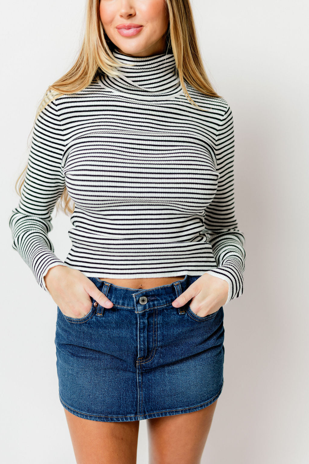 Patrice Knit Turtleneck Top in Black/White Stripe *Final Sale*