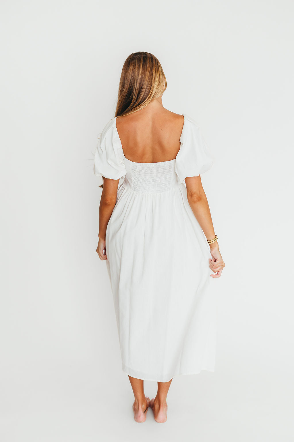 Hamilton Midi Dress in Off-White - Bump Friendly (S-2XL)