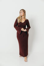 Hearth V-Neck Maxi Dress in Brown - Bump Friendly *Final Sale*