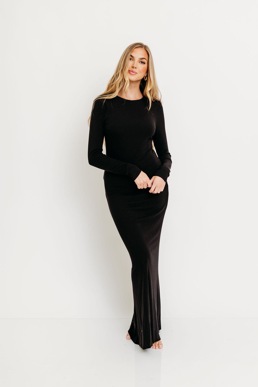 Cru Tiny Ribbed Maxi Dress in Black - Bump Friendly *Final Sale*