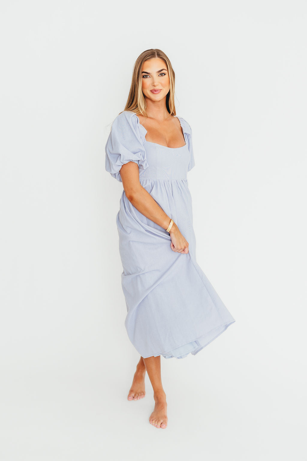 Hamilton Midi Dress in Light Blue - Bump Friendly & Inclusive Sizing (S-2XL) Restocking in Jan 2026
