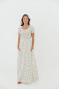 Emilia 100% Cotton Smocked Maxi Dress in Cream - Bump Friendly *Final-Sale*