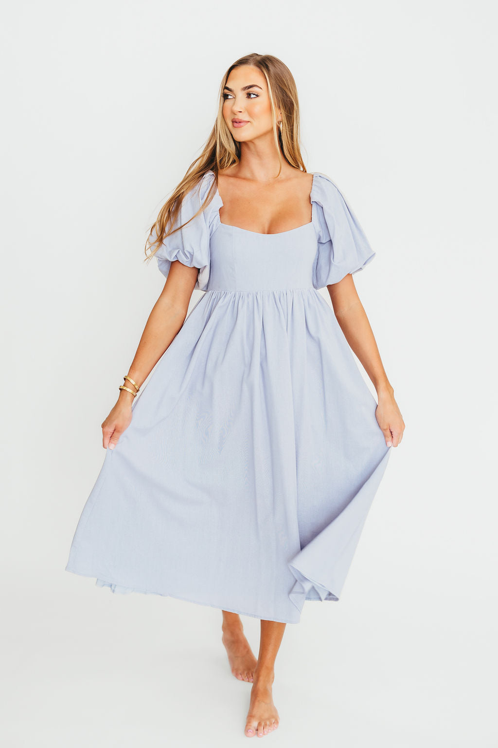 Hamilton Midi Dress in Light Blue - Bump Friendly & Inclusive Sizing (S-2XL) Restocking in Jan 2026