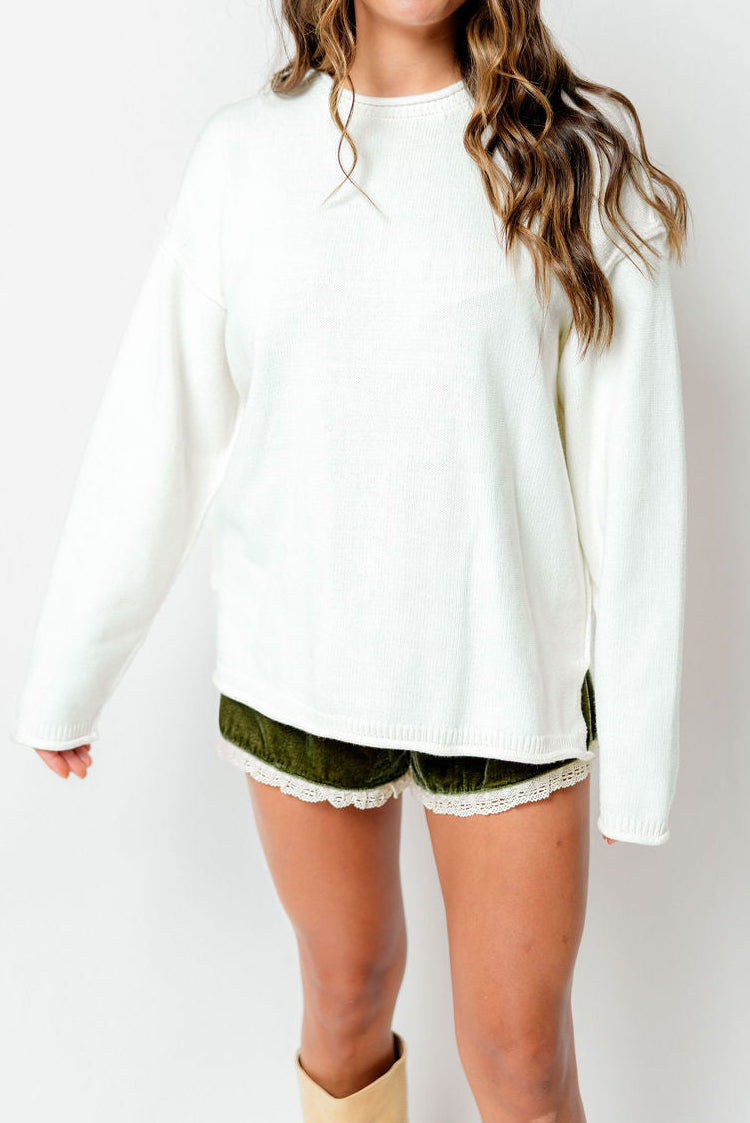 Irina Velvet High-Waist Lace Trim Shorts in Khaki Green