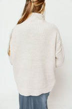 Gwendolyn High Neck Chenille Sweater in Cream