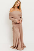Lennox Long Sleeve Maxi Dress in Taupe - Bump Friendly *Final Sale*