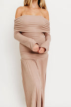 Lennox Long Sleeve Maxi Dress in Taupe - Bump Friendly *Final Sale*