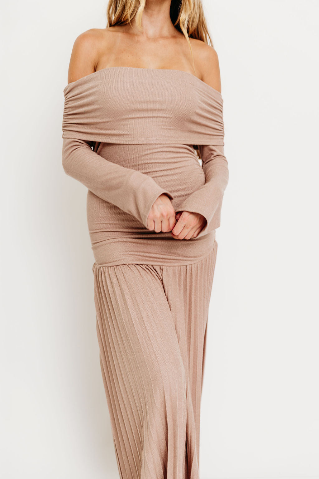 Lennox Long Sleeve Maxi Dress in Taupe - Bump Friendly *Final Sale*