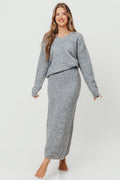 Lauren Knit Sweater and Maxi Skirt Set in Grey