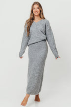 Lauren Knit Sweater and Maxi Skirt Set in Grey
